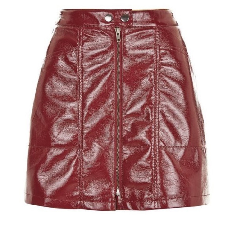 ASOS New Look Leather Vinyl Burgundy Skirt